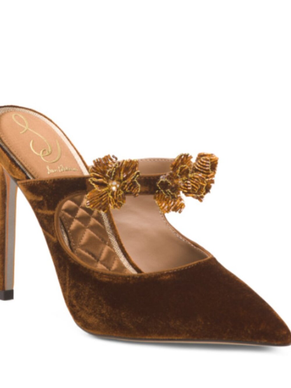 SAM EDELMAN embellished brown velvet dressy shoes heels Amelie Dress Stiletto